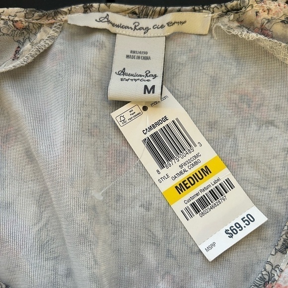 𝅺American Rag Cambridge Floral Oatmeal Combo Dress • NWT • Size: Medium​ - Picture 9 of 9